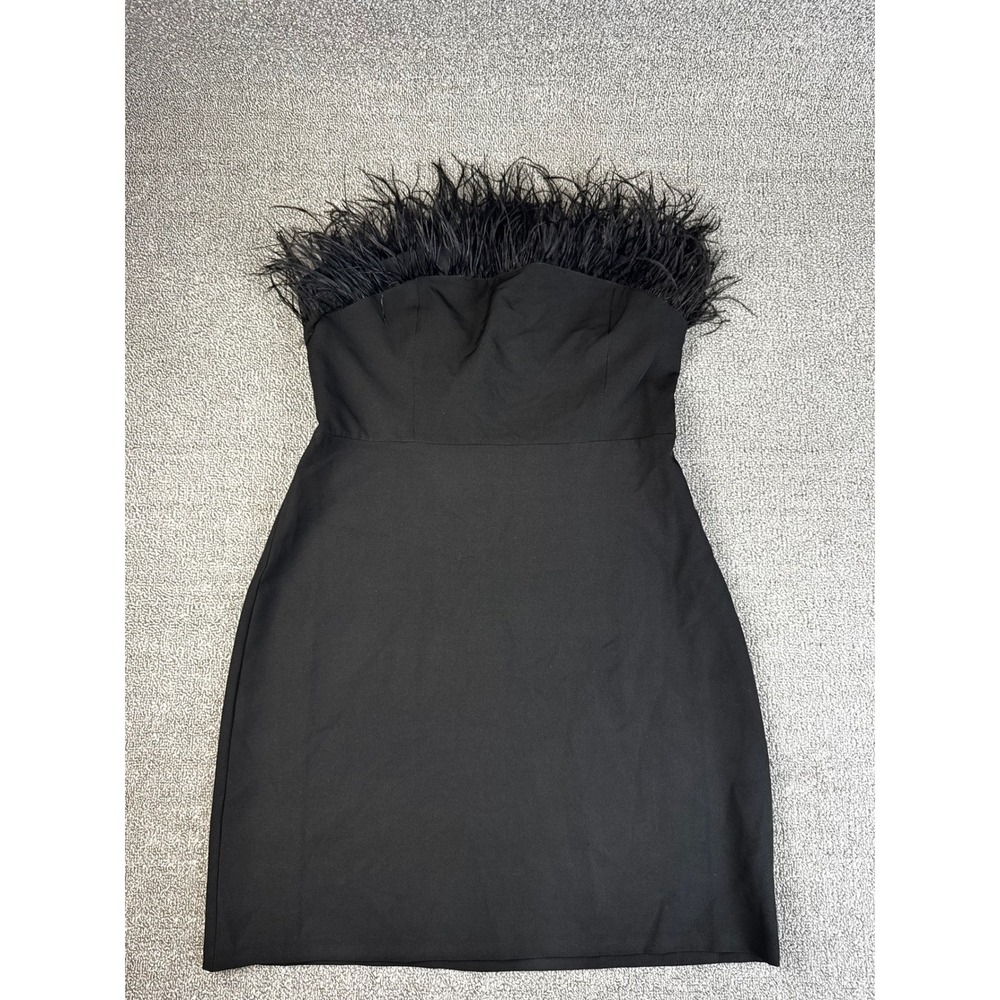 Sam Edelman Dress‎ Womens 8 Black Strapless Feather Cocktail Mini Homecoming NEW